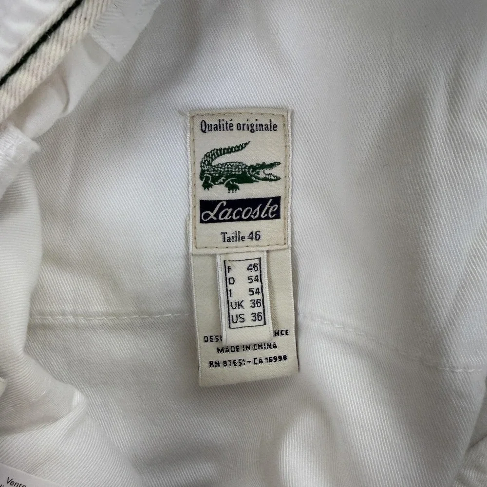 Lacoste Shorts Mens 36 White Classic Fit Chino Cotton 11in Logo Casual Summer